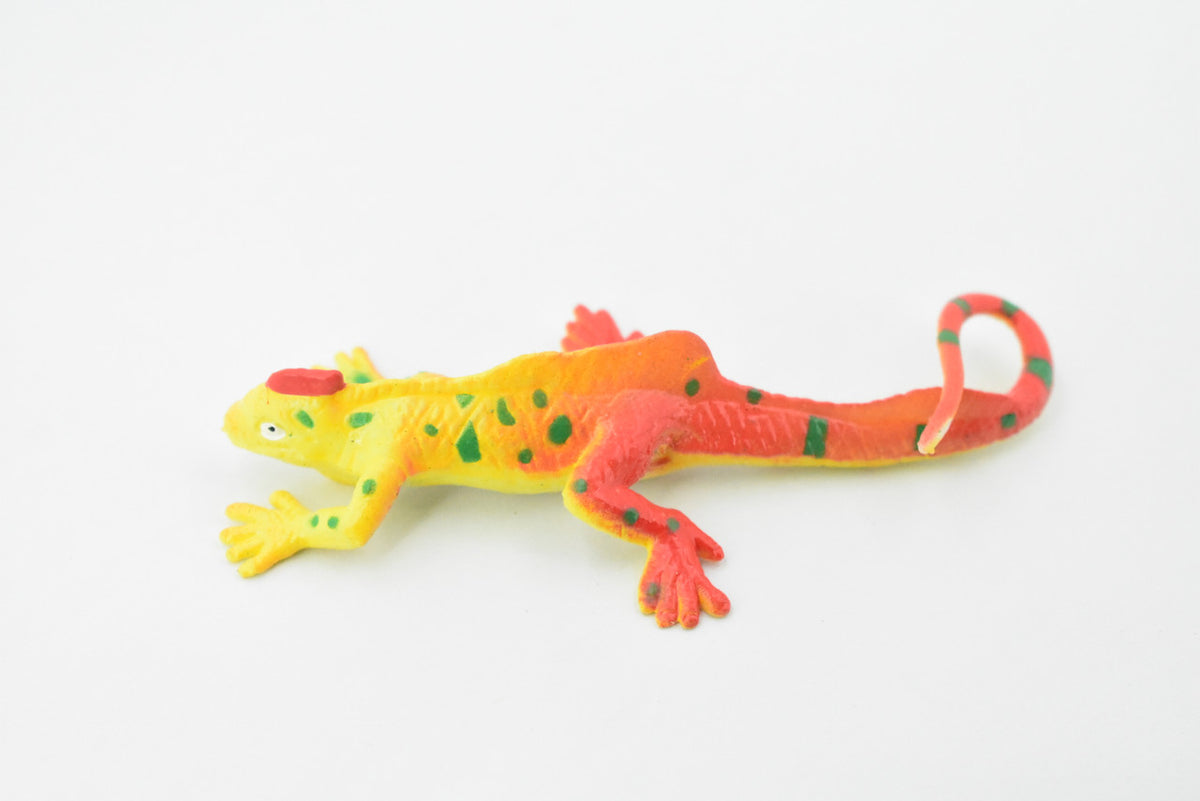 Iguana, Rainbow Iguana Lizard Stretchy Rubber Toy, Realistic, Rainforest, Figure, Model, Replica, Kids, Educational, Gift 3"  F0115 B13