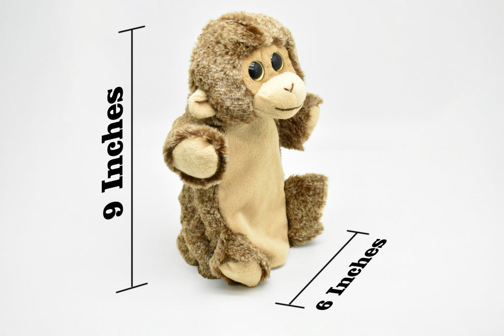 Monkey, Hand Puppet, Primate, Simian, Very Nice Plush, Very Soft Stuffed Animal, Educational, Realistic Figure, Lifelike Model, Replica, Toy, Kids,  9 Inches. 