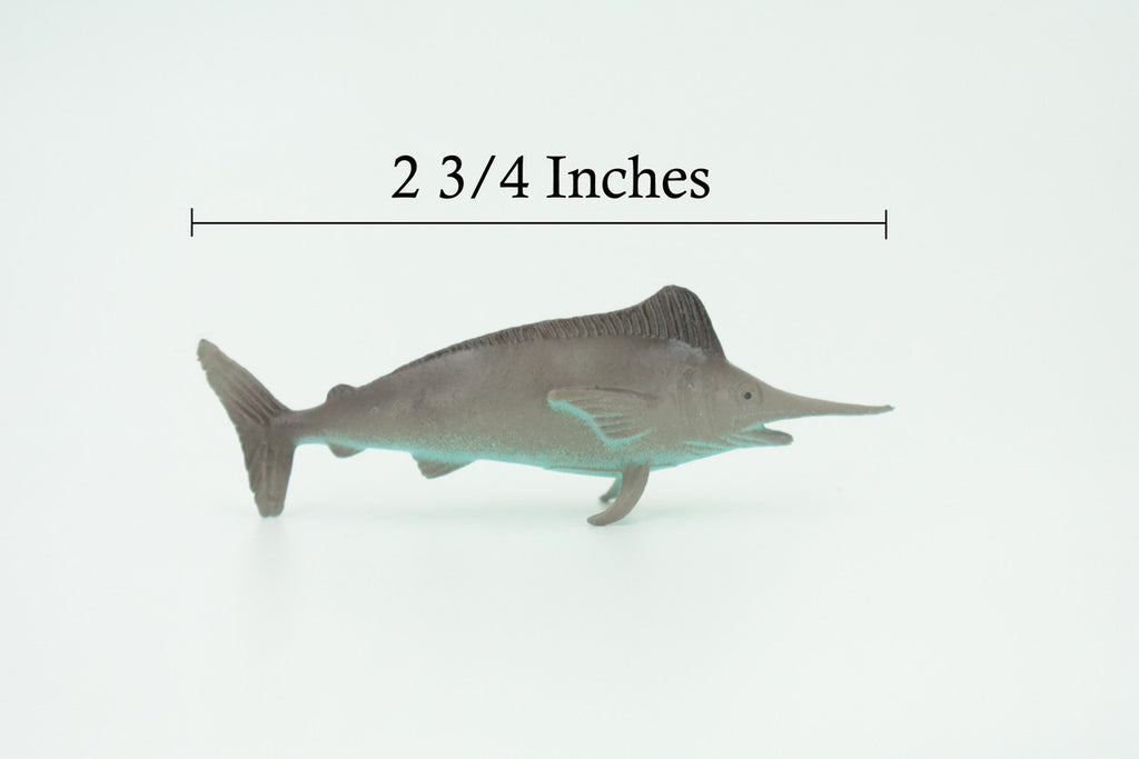Swordfish, Broadbills, Billfish, Rubber Fish, Realistic Toy Figure, Model, Replica, Kids, Hand Painted, Educational, Gift,    2 3/4"   F583 B34