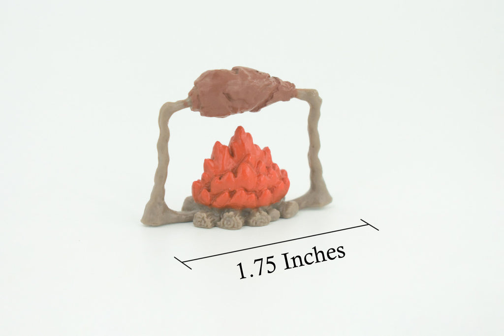 Camp Fire Cooking Meat, Prehistoric, Educational, Realistic, Hand Painted, Diorama Figure, Lifelike Rubber Model, Gift,  1 3/4 inches. SF85 B224