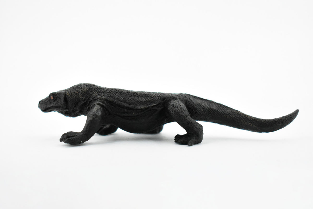 Komodo Dragon, Black, Lizard, Very Nice Rubber Reptile, Educational, Hand Painted, Realistic, Replica, Toys, Kids, Gift,    5 Inches.    F3636 B209