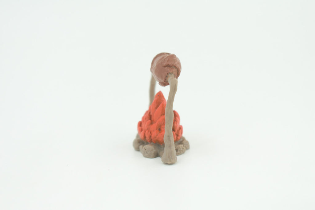Camp Fire Cooking Meat, Prehistoric, Educational, Realistic, Hand Painted, Diorama Figure, Lifelike Rubber Model, Gift,  1 3/4 inches. SF85 B224