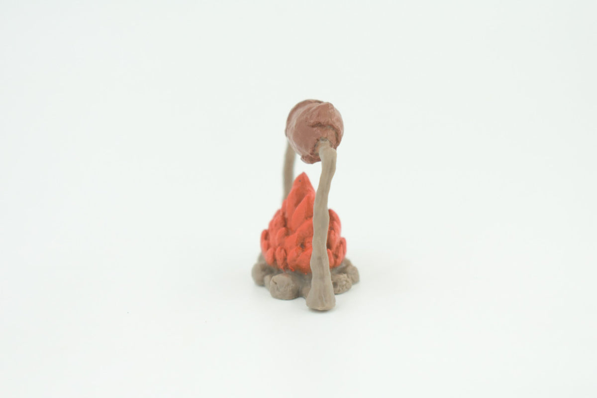 Camp Fire Cooking Meat, Prehistoric, Educational, Realistic, Hand Painted, Diorama Figure, Lifelike Rubber Model, Gift,  1 3/4 inches. SF85 B224