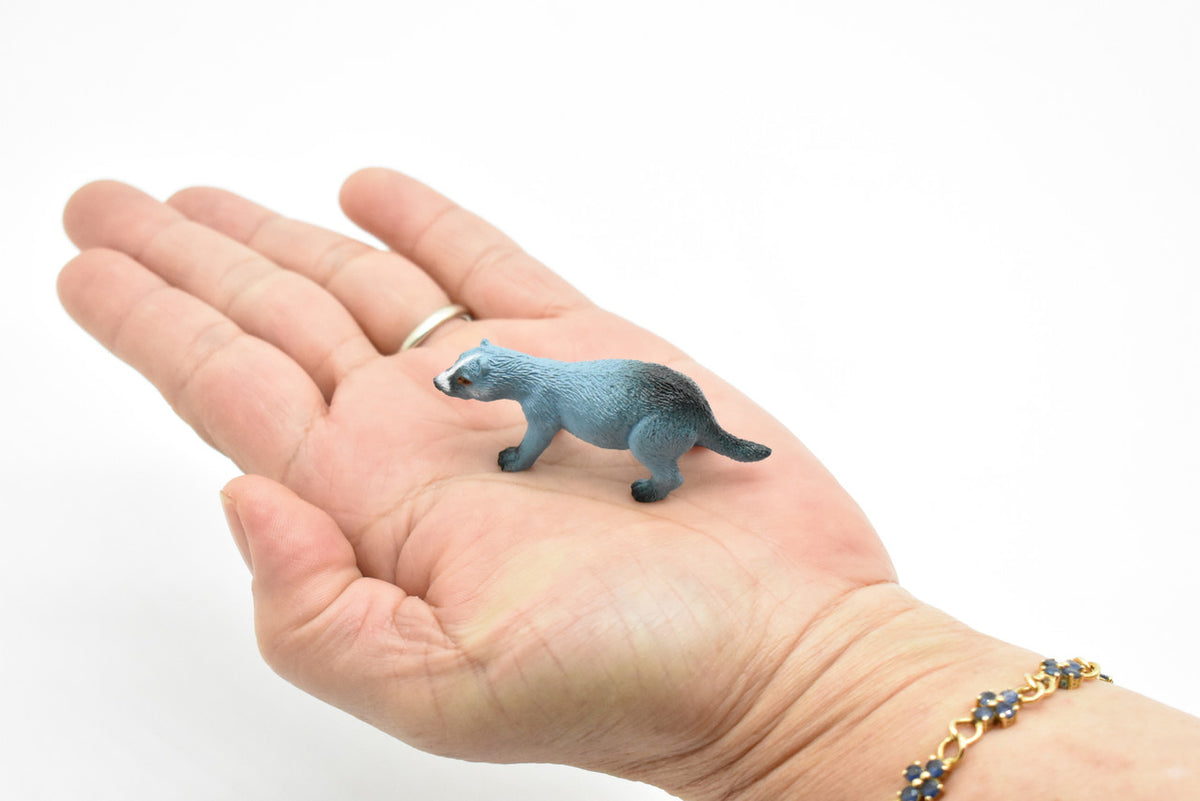 Badger, Musteloidea, Very Nice Plastic Design, American Animal, Educational, Hand Painted, Diorama Figure, Lifelike Model, Toy,  2 1/2 inches. 