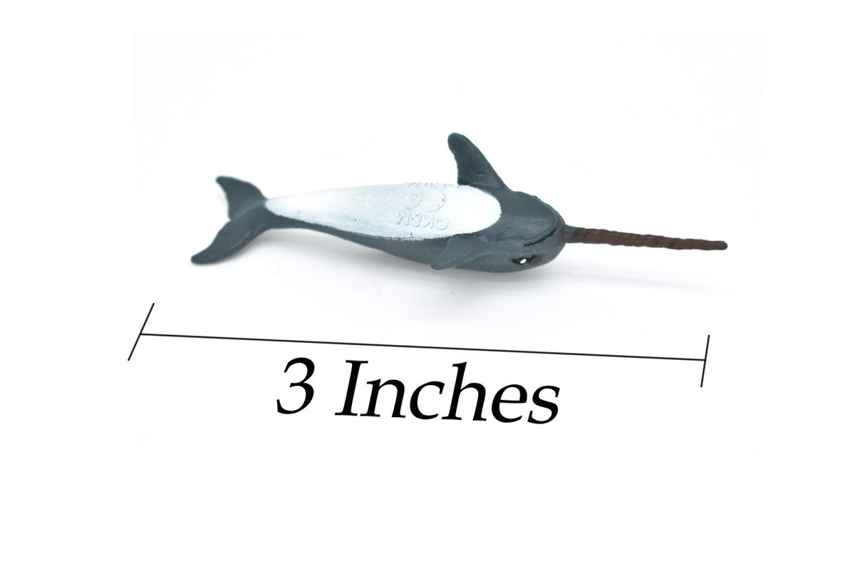 Narwhal Whale, Very Nice Plastic Replica  3"Long   ~  F3905-B9