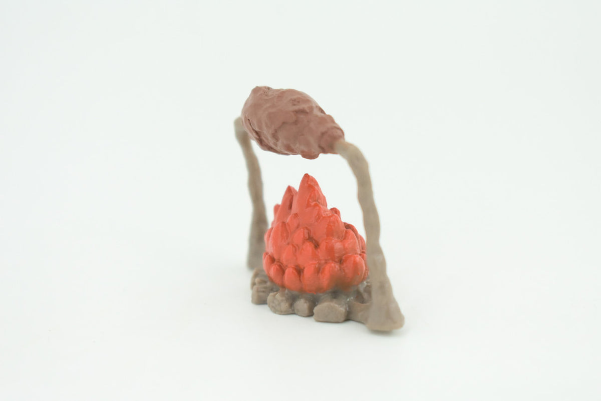 Camp Fire Cooking Meat, Prehistoric, Educational, Realistic, Hand Painted, Diorama Figure, Lifelike Rubber Model, Gift,  1 3/4 inches. SF85 B224