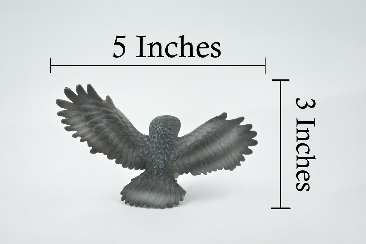 Owl, Great Gray Owl, Spectral, Grey, Museum Quality, Hand Painted, Rubber Bird, Realistic Figure, Model, Replica, Toy, Kids, Educational, Gift,  5"   CH499 BB155