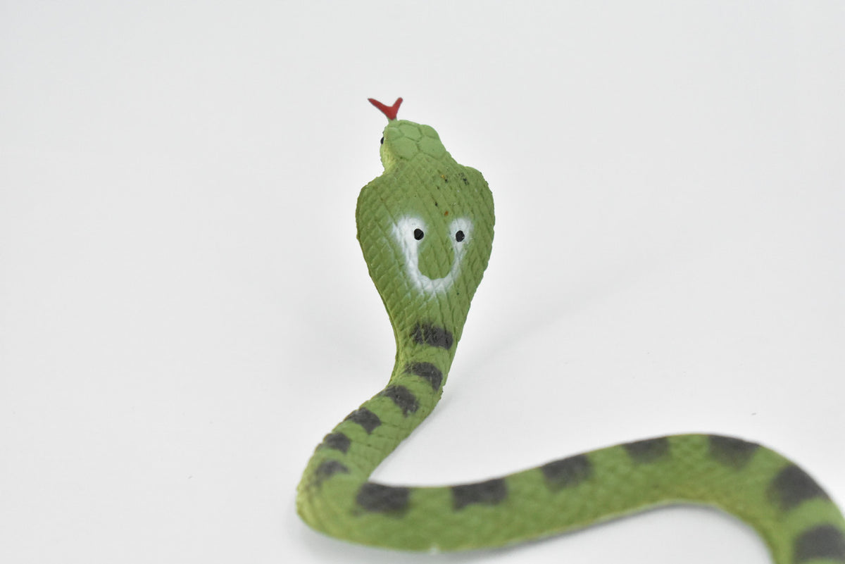 King Cobra Snake, Green, Rubber Reptile, Educational, Realistic Hand Painted, Figure, Lifelike Model, Figurine, Replica, Gift, Toy,      9 Inches    F3598 B363