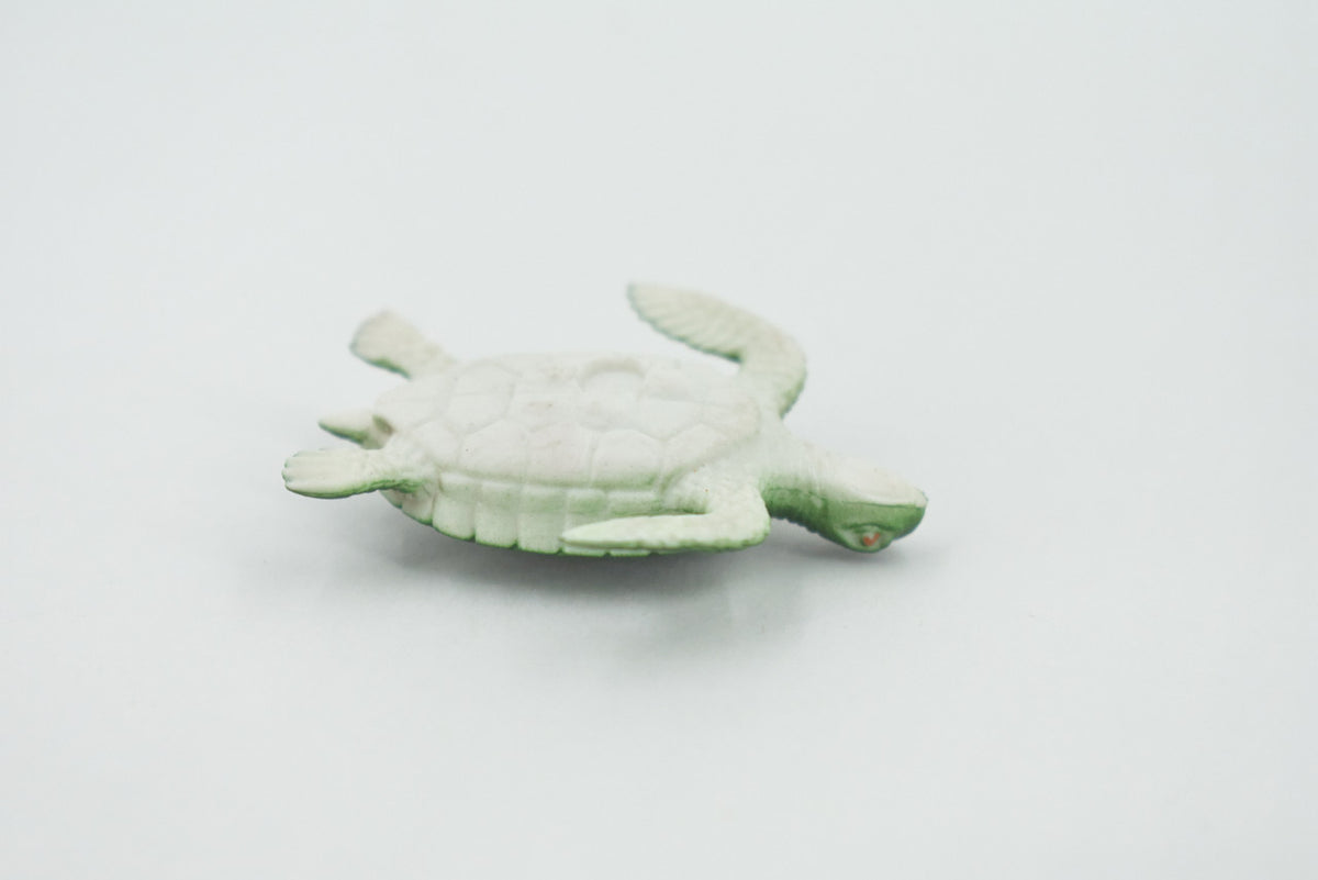 Sea Turtle, Rubber, Hand Painted, Turtle Design, Realistic Figure, Educational, Figure, Lifelike, Model, Figurine, Replica, Gift,      2"     F591 B35