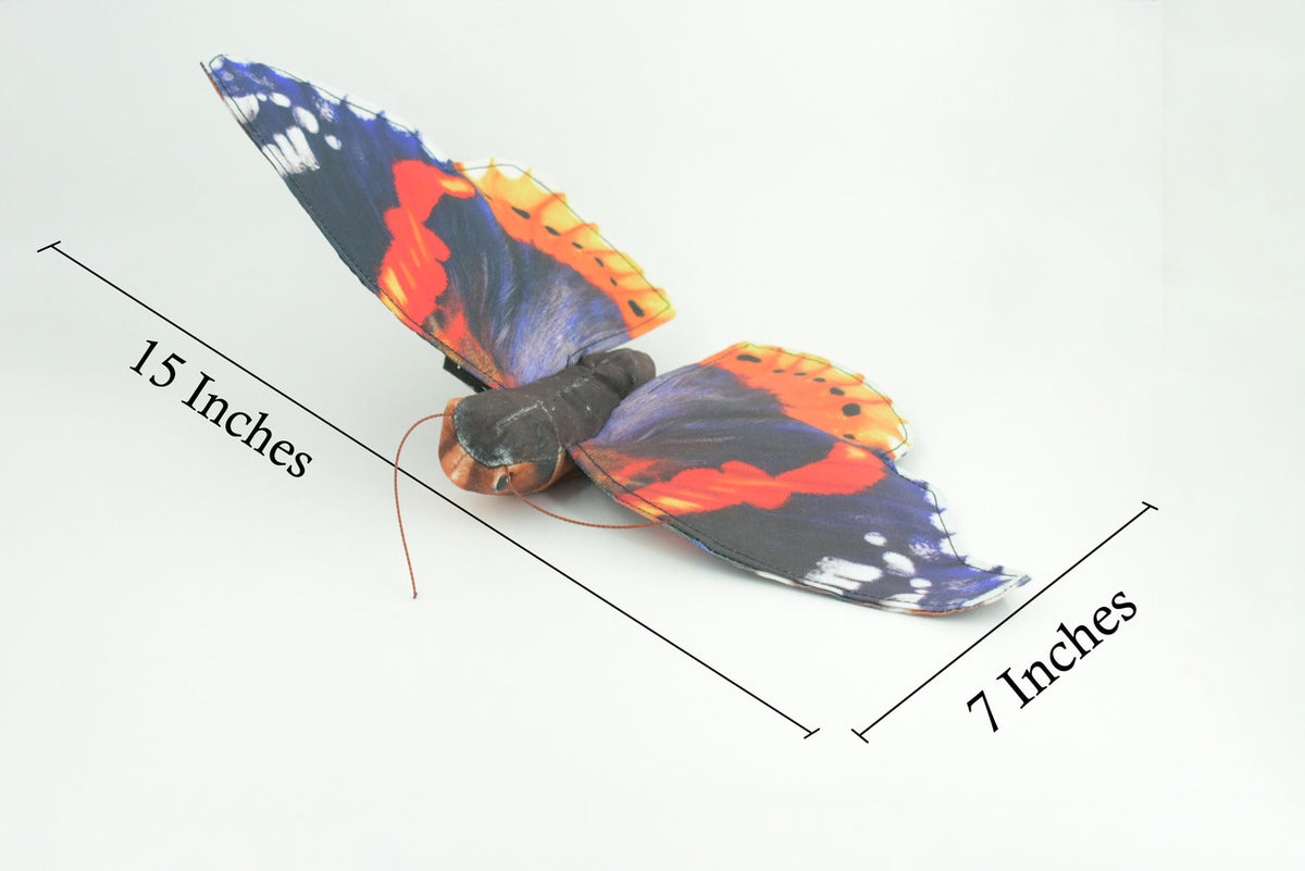Red Admiral Butterfly, Finger Puppet, Very Nice Plush, Stuffed Insect, Realistic Figure, Educational, Toy, Kids, Gift, 15 Inches. WR33 BB317