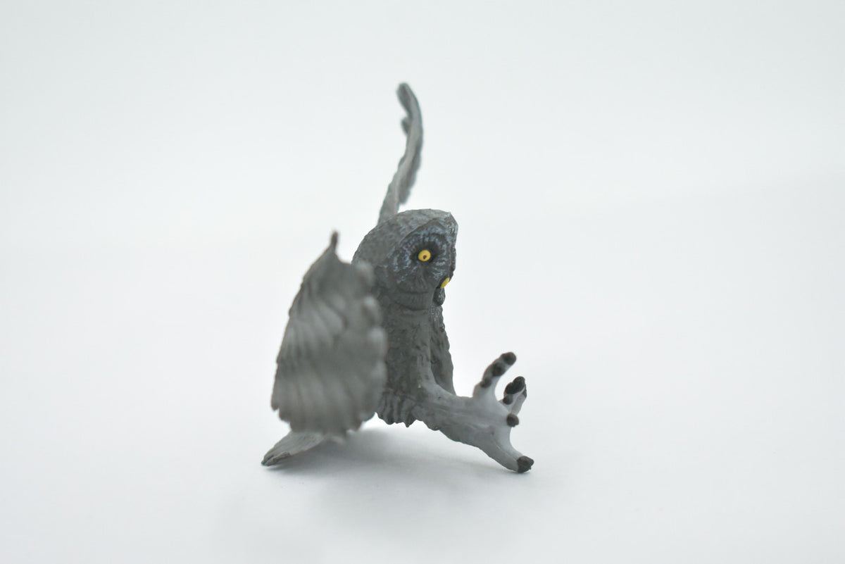 Owl, Great Gray Owl, Spectral, Grey, Museum Quality, Hand Painted, Rubber Bird, Realistic Figure, Model, Replica, Toy, Kids, Educational, Gift,  5"   CH499 BB155