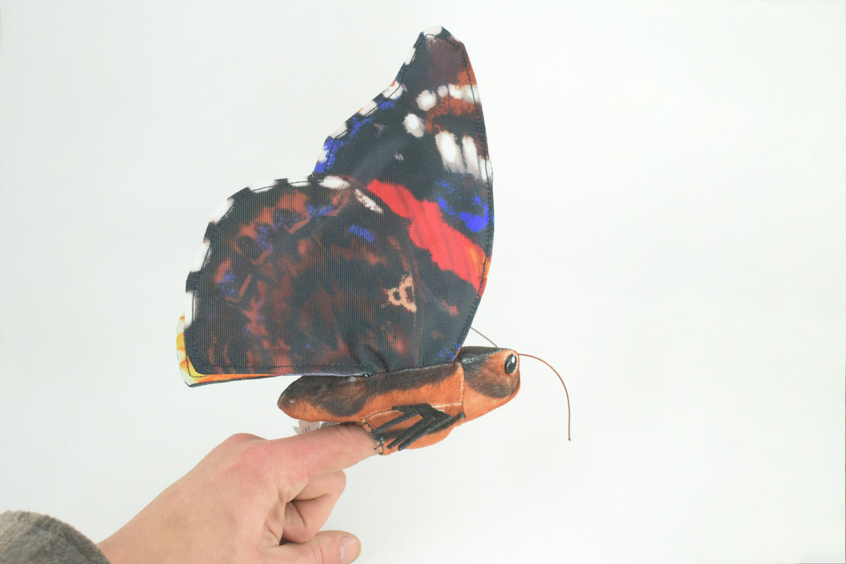 Red Admiral Butterfly, Finger Puppet, Very Nice Plush, Stuffed Insect, Realistic Figure, Educational, Toy, Kids, Gift,  15 Inches. WR33 BB317