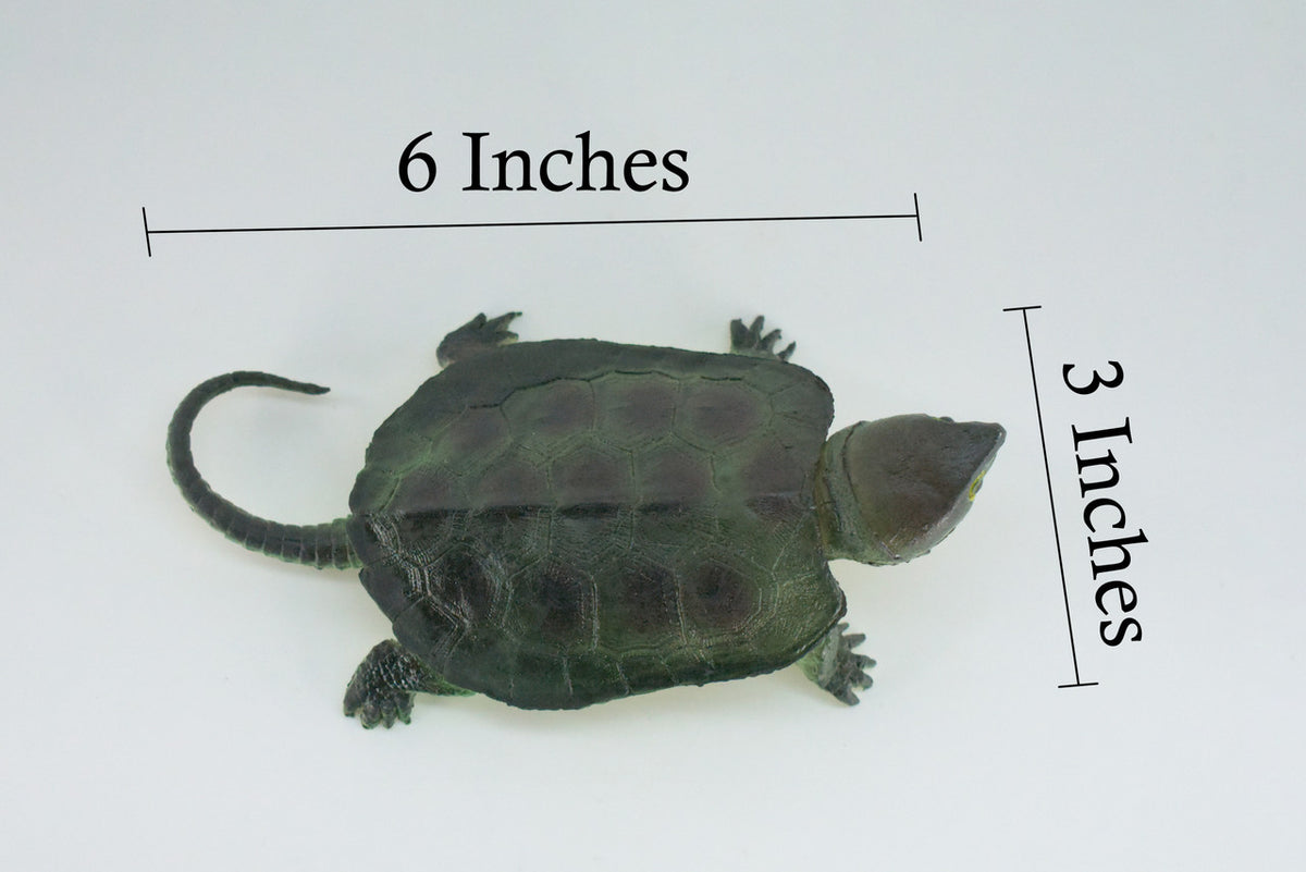 Snapping Turtle, Hand Painted, High Quality, Hard Rubber Turtle,  Realistic Reptile, Toy Figure, Model, Replica, Kids, Educational, Gift,    6"   IM15 B657