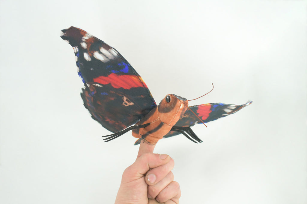 Red Admiral Butterfly, Finger Puppet, Very Nice Plush, Stuffed Insect, Realistic Figure, Educational, Toy, Kids, Gift,  15 Inches. WR33 BB317