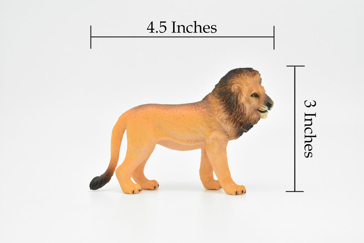 African Lion, Male, King of the African savanna, Museum Quality, Hand Painted, Plastic Animal, Educational, Realistic, Diorama Model, Toy, Kids,  4 1/2 Inches.  