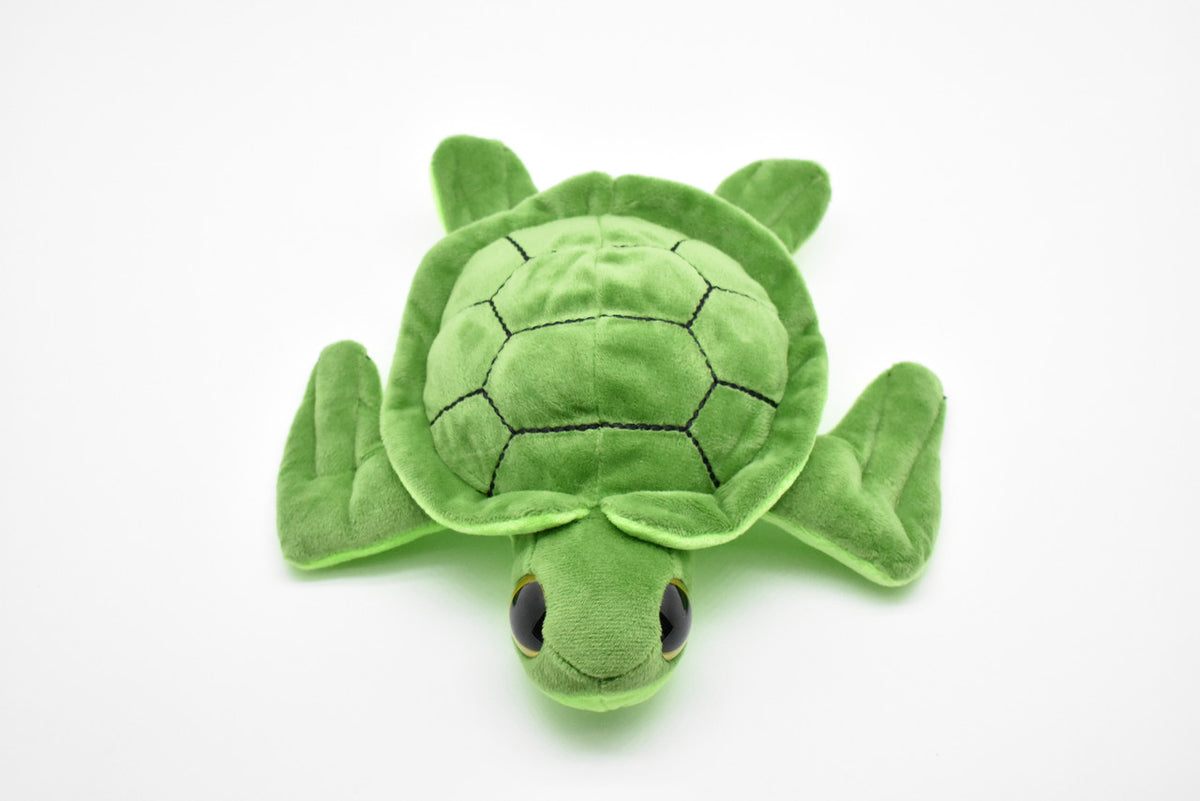 Sea Turtle with Big Eyes, Very Nice Plush, Stuffed, Marine Reptiles, Chelonioidea, Educational, Realistic Figure, Lifelike Model, Replica, Toy, Kids,  9 Inches. 