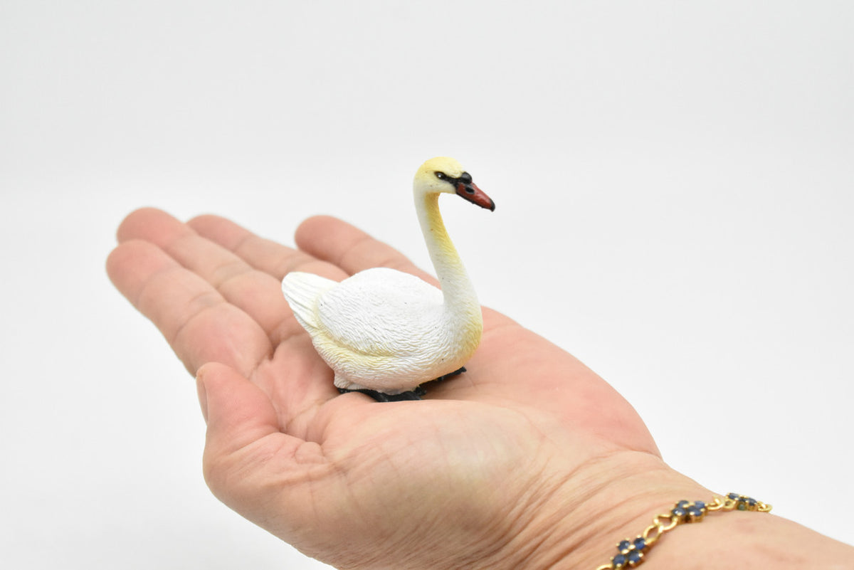 White Swan, Museum Quality, Realistic, Plastic, Bird Design, Educational, Hand Painted, Figure, Lifelike, Diorama Model, Figurine, Replica, Toy,  2 1/2 Inches  