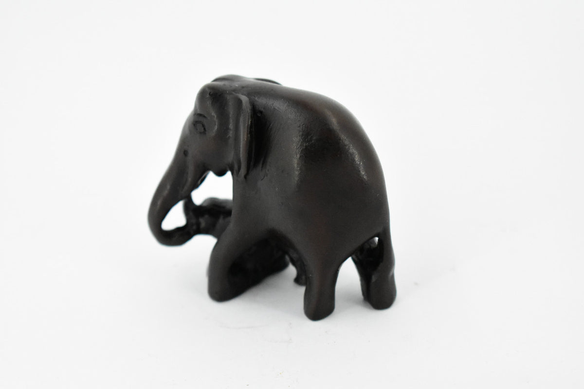 Elephant with Baby, Calf, Wisdom, Strength and Prosperity, Educational, Realistic Hand Made, Figure, Lifelike Model, Figurine, Replica, Gift,     3 Inches.     TH51 BB69
