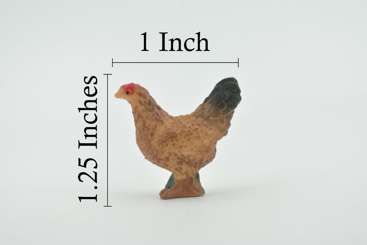Bird, Chicken, Hen, Rhode Island Red, High Quality, Hand Painted, Rubber, Realistic, Figure, Model, Replica, Toy, Kids, Educational, Gift,   1 1/4"   CH653 BB169