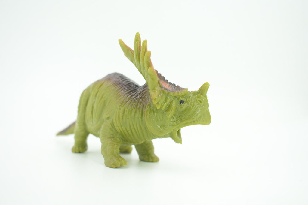 Dinosaur, Triceratops, Stretchable, Squishy, Squeezable, Very nice Soft Rubber Reptile, Educational, Realistic, Hand Painted, Figure,  Gift,    6"     US11 B59