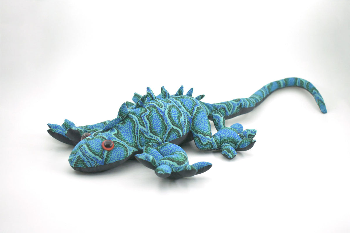 Lizard, Reptiles, Iguana, Blue, Hand Made, Thailand Sand Creatures, Toy, Paper Weight, Bean Bag, Cornhole, Game, Kids, Educational, Gift, 17", 2 lbs, TH62 BB107