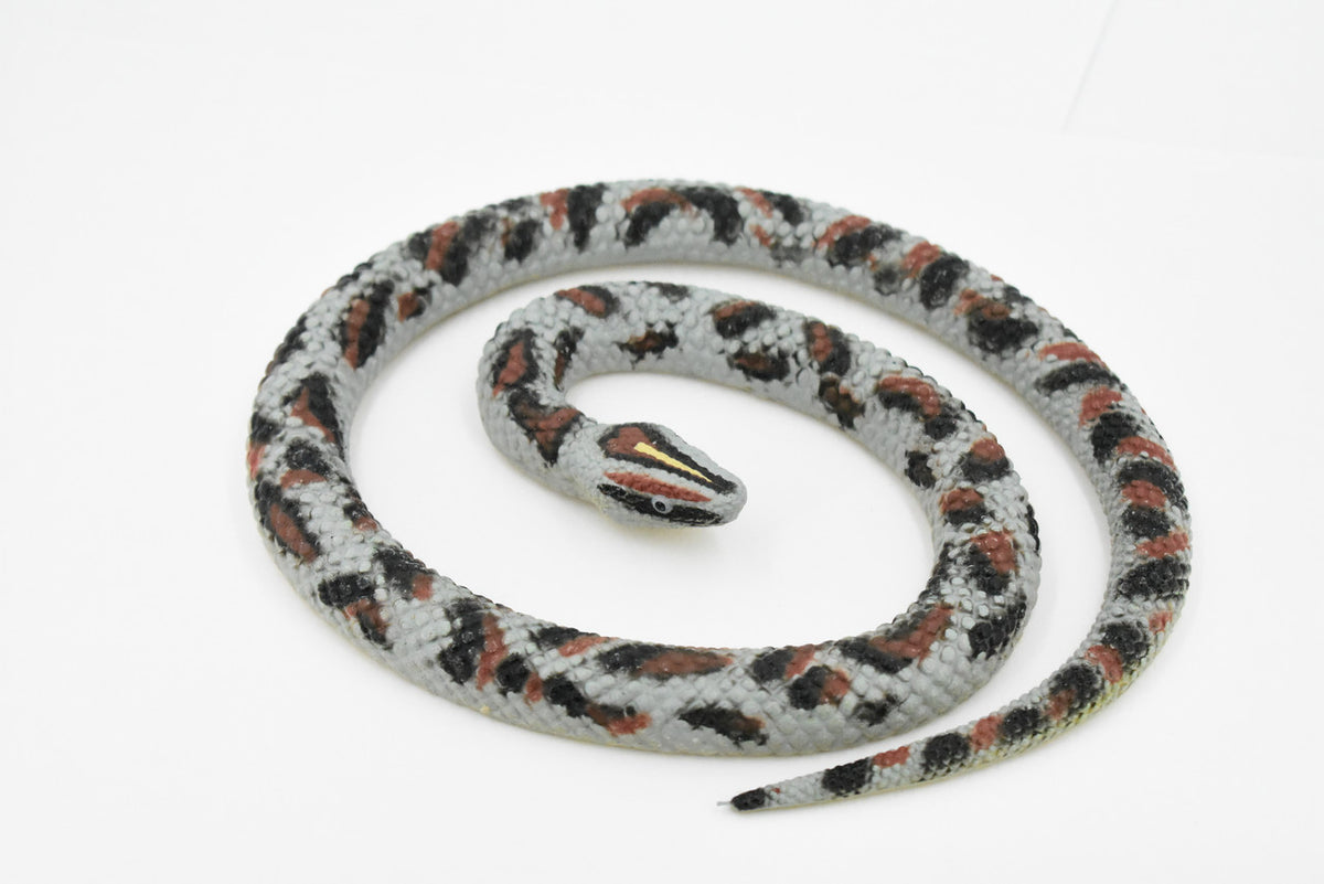 Rock Python Snake, Coiled, Rubber Reptile, Educational, Realistic, Hand Painted, Figure, Lifelike Model, Figurine, Replica, Gift,     26"  