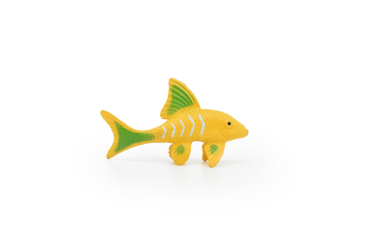 Tropical Fish, Yellow, Hand Painted, Realistic, Solid Rubber, Saltwater Fish, Educational Model,  Figure, Lifelike, Diorama Model, Figurine, Replica, Toy, 2 1/2 Inches. 