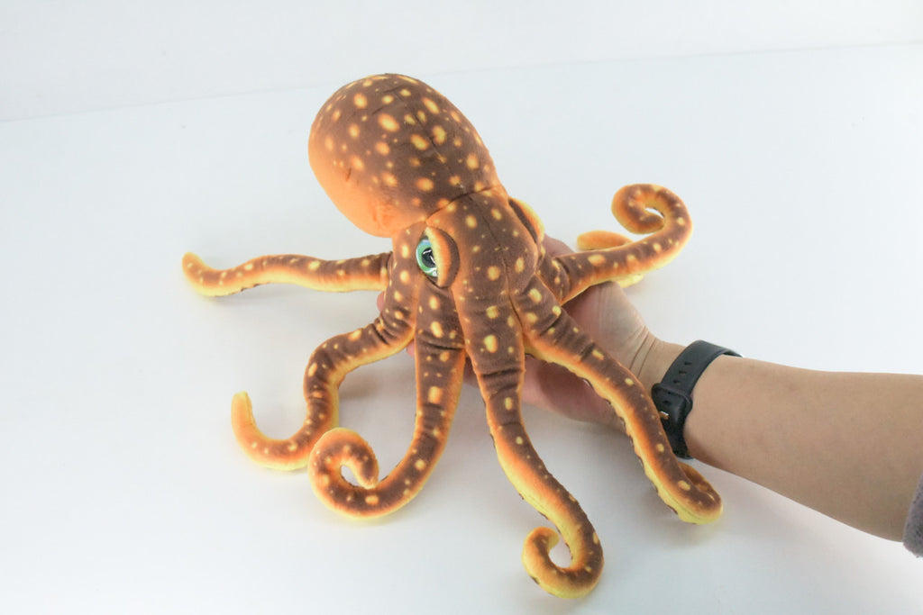 Octopus, Brown, Octopuses, Octopodes, Saltwater, Stuffed Animal, Educational, Plush, Realistic Figure, Lifelike Model, Replica, Gift,       14"        FT15 BB326