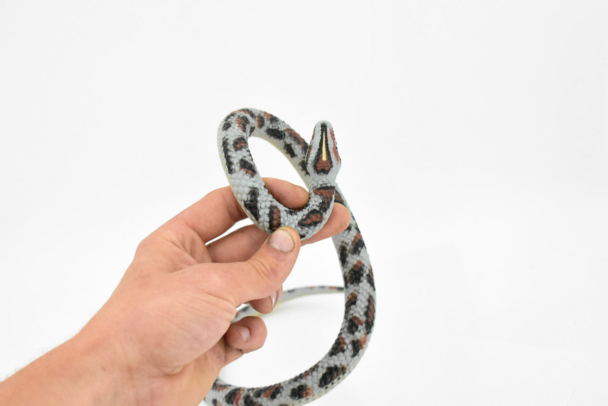 Rock Python Snake, Coiled, Rubber Reptile, Educational, Realistic, Hand Painted, Figure, Lifelike Model, Figurine, Replica, Gift,     26"  