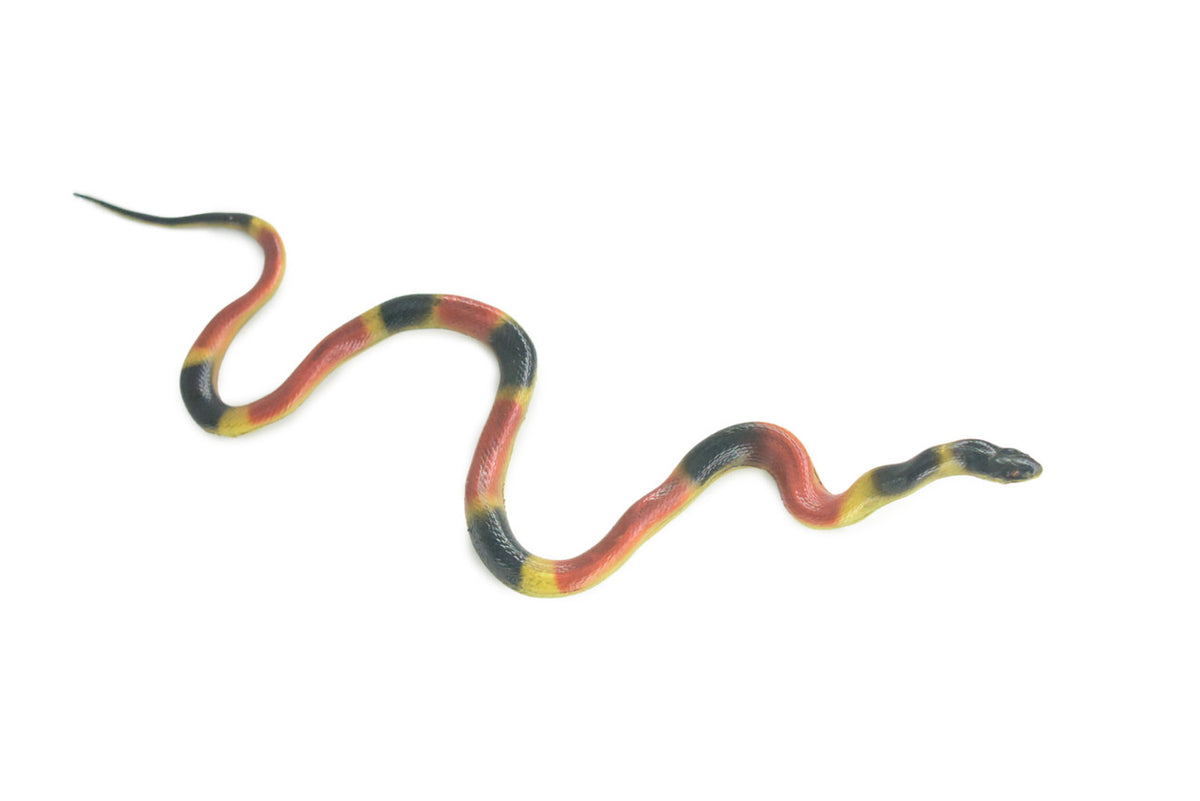 Coral snake, High Quality, Hand Painted, Hard Rubber, Realistic Reptile, Toy Figure, Model, Replica, Kids, Educational, Gift, 10" IM17 B654