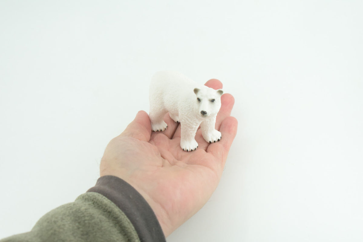 Polar Bear, Museum Quality, Educational, Hand Painted, Rubber Animal, Realistic Bear, Reproduction, Diorama, Toy, Kids, Gift, 4 Inches. CH842 BB196