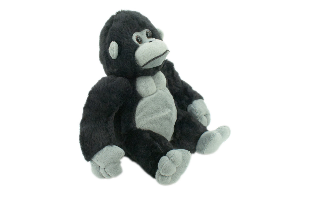 Gorilla, Black, High Quality, Realistic Stuffed Primate, Plush Toy, Lifelike Model, Soft, Kids, Educational,   11 Inches Tall, 8 Inches Wide.