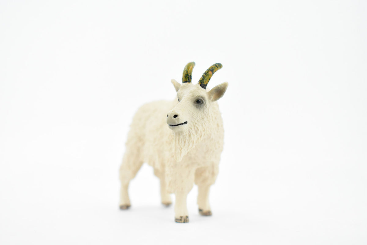 Mountain Goat, Rocky Mountain goat, Museum Quality, Hand Painted, Rubber Animal, Toy, Figure, Model, Kids, Educational,  4 Inches. 