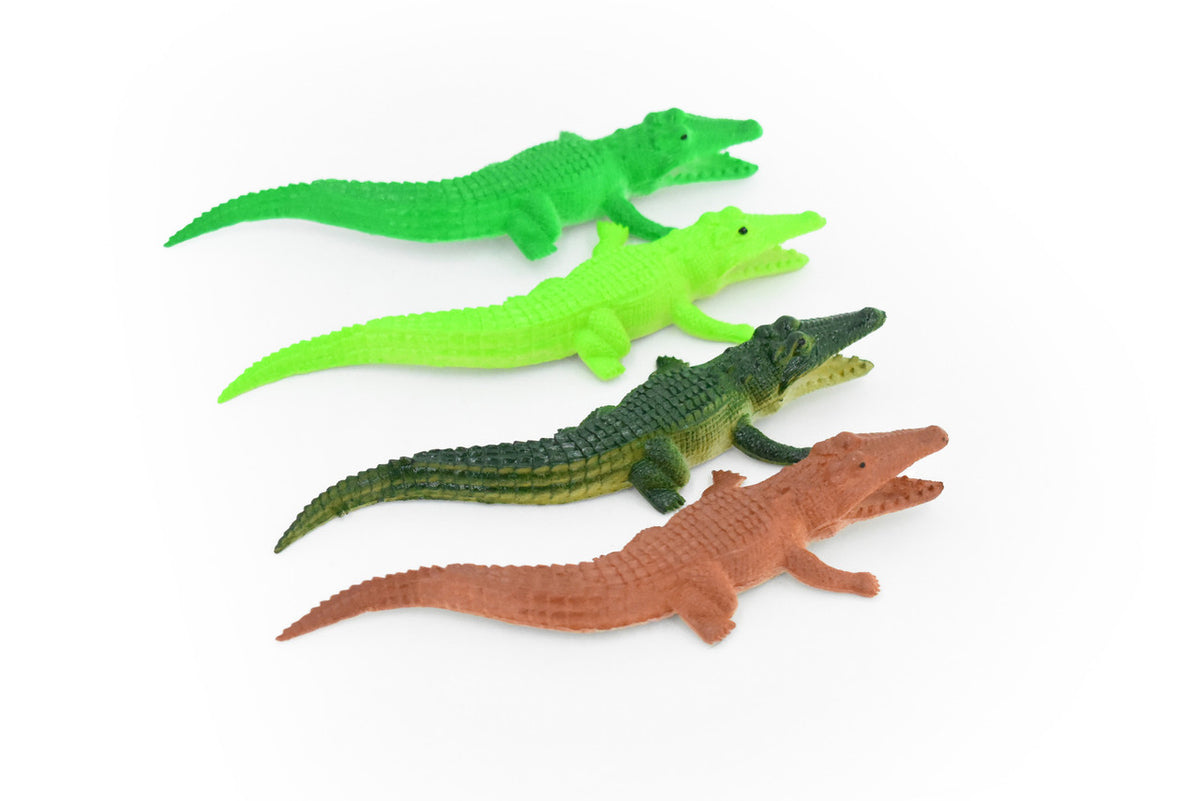 Crocodiles, Alligator, Set of 4 Different Colors,  Plastic Toy Reptile, Realistic Figure, Model, Replica, Kids, Educational, Gift,      6"      F6050 F379