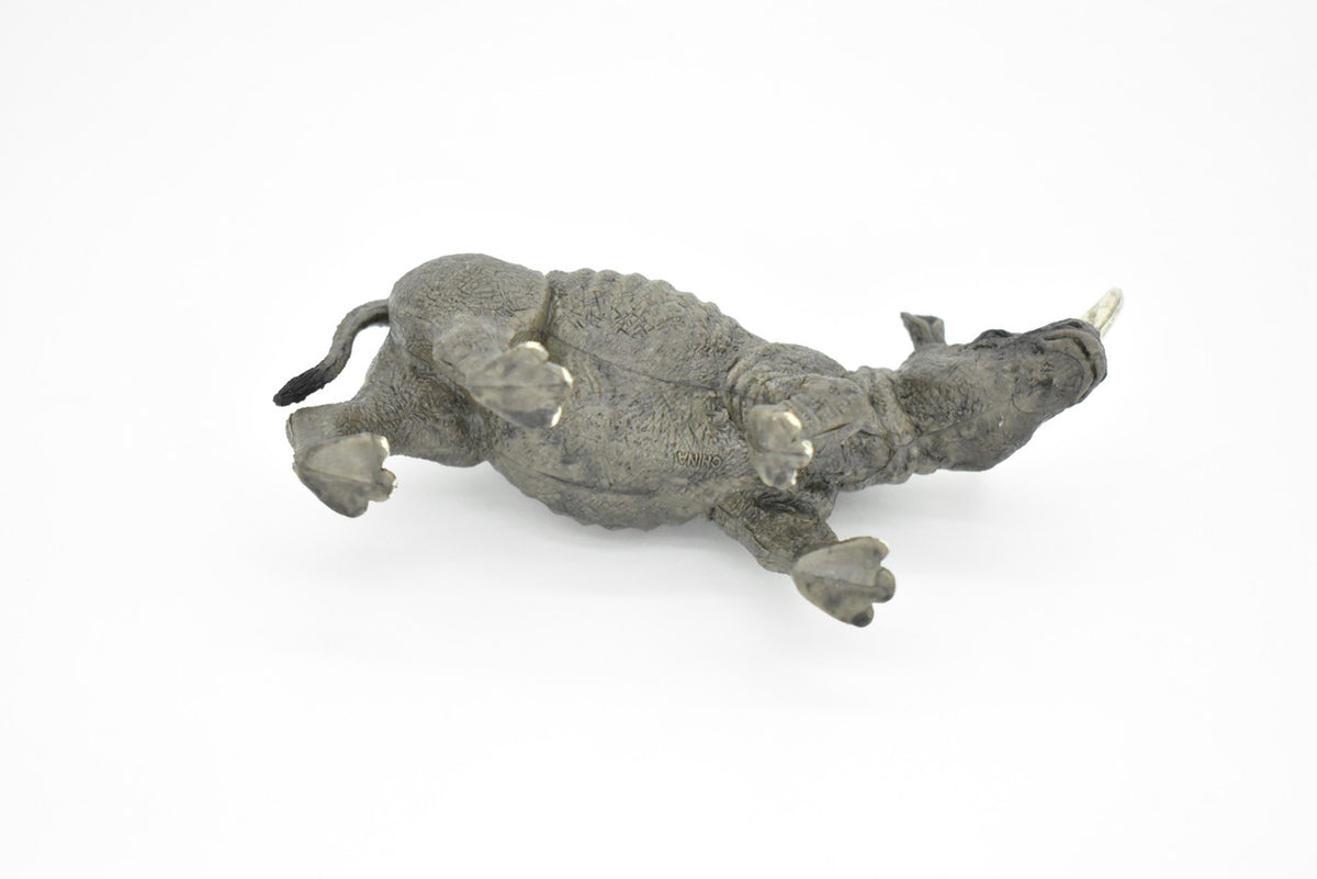Rhino, Rhinoceros, Animal,  Very Realistic Rubber Reproduction, Hand Painted Figurines     5.5"    CH137 B244