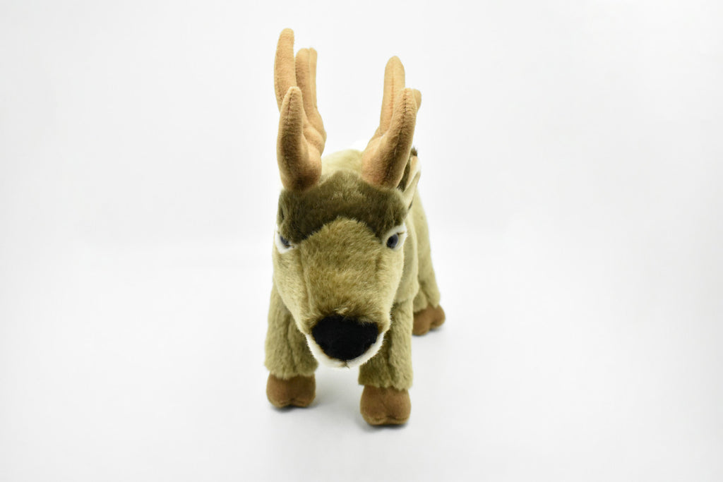 Elk Plush Toy, Realistic Stuffed Animal, Wapiti, Lifelike, Stuffed Elk, Soft, Toy, Educational, Kids, Gift     12"    F4501 BB51