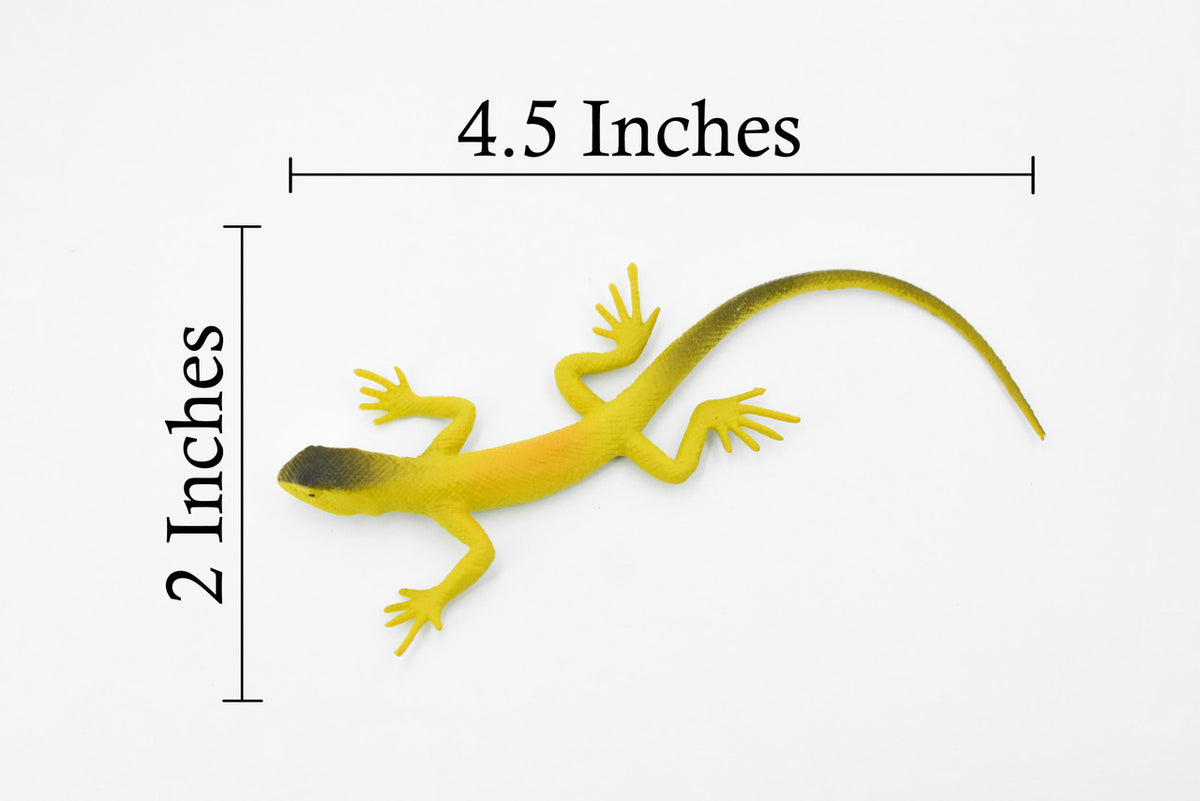 Lizard, Desert Lizard, Yellow with Black, Rubber, Reptile Toy, Realistic Figure, Model, Replica, Kids, Educational, Gift,       4 1/2"      F6105 B381