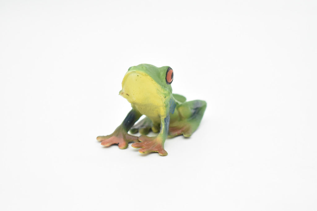 Frog Toy, Red Eyed Tree Frog, Very Realistic Rubber Figure, Model, Educational, Animal, Hand Painted Figurines,   2"    CH063 BB79