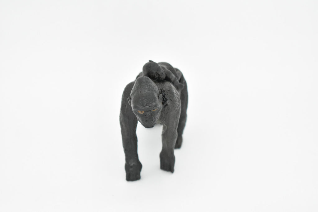 Gorilla with Baby, Primate, Hand Painted, Educational, Rubber Animal, Realistic Toy Figure, Diorama Model, Kids, Gift,   3 Inches.     CH111 BB92
