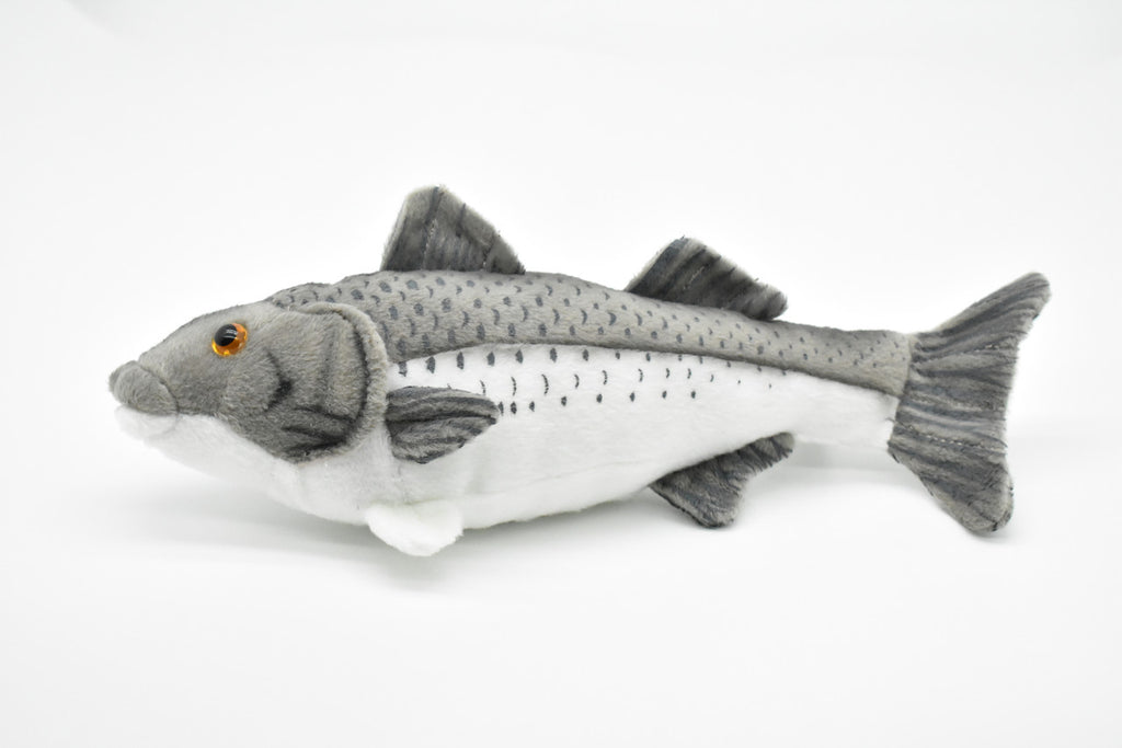 Striped Bass, Striper, Line Sider, Linesider, Very Nice Plush Fish, Stuffed Animal, Educational, Toy, Kids, Realistic, Lifelike Figure, Gift       10"