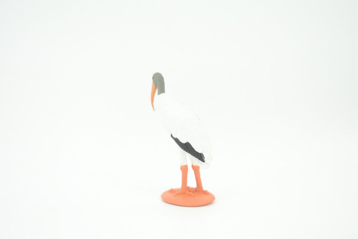 Stork, Ciconia ciconia, Wood Stork, Hand Painted, Educational, Rubber Bird, Realistic Figure, Lifelike, Gift,    2"    SF44 B15