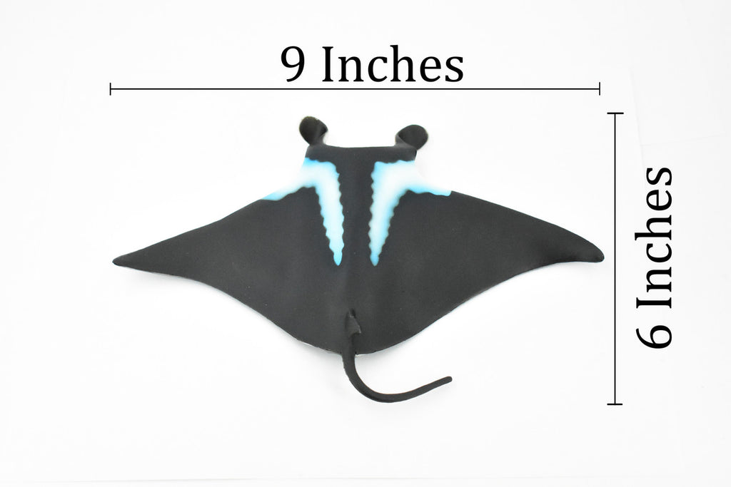 Manta Ray, Devil Fish, Museum Quality, Educational, Rubber Fish, Hand Painted, Realistic Toy Figure, Diorama Model, Kids,  9 Inches. 