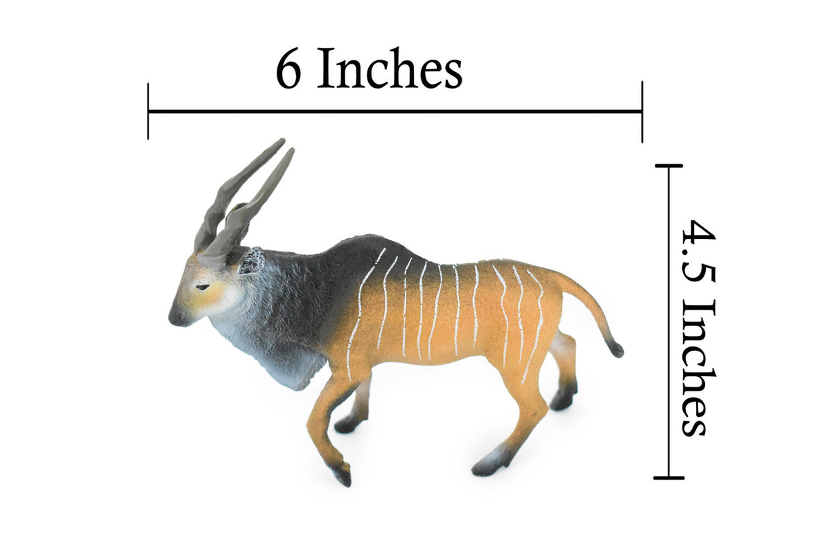 Eland Antelope, Taurotragus oryx, Museum Quality, Hand Painted, Rubber Animal, Realistic Toy Figure, Model, Replica, Kids, Educational, 6 Inches.