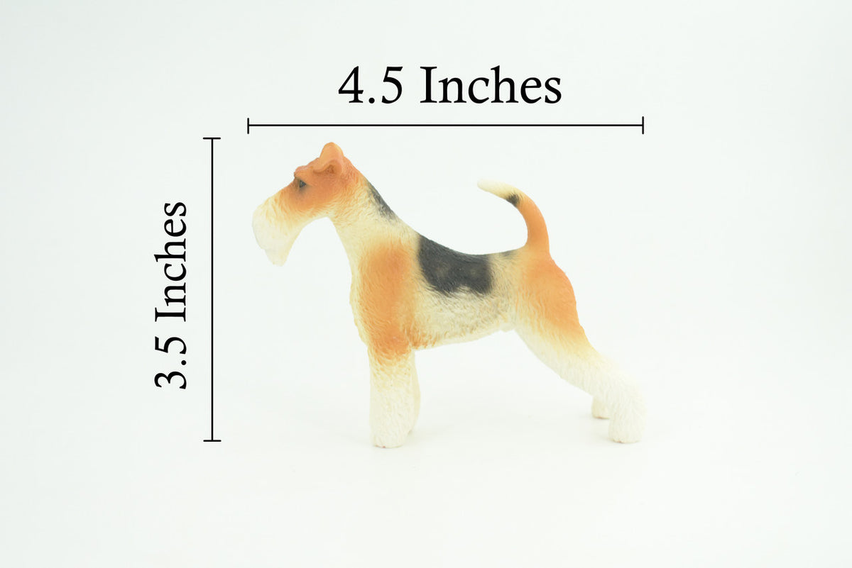 Fox Terrier Dog, Museum Quality, Hand Painted, Educational, Rubber Canine, Realistic, K9, Figure, Toys, Kids, Gift, 4 1/2 Inches. CH764 BB191