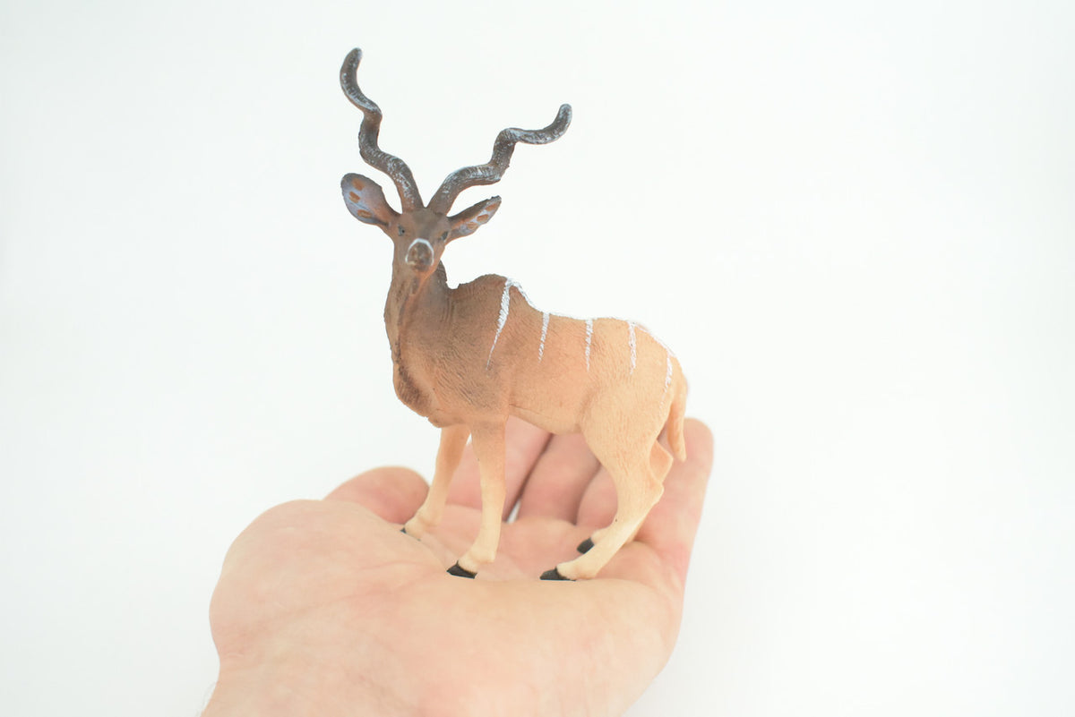 Kudu Antelope, Museum Quality, Educational, Hand Painted, Greater kudu Rubber Animal, Realistic, Diorama, Toy, Kids, Gift, 4 Inches. CH971 BB212