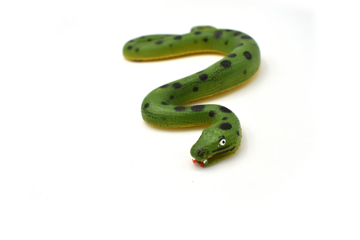 Green Anaconda, Snake, Rubber Reptile, Educational, Realistic, Hand Painted, Figure, Lifelike Model, Figurine, Replica, Toys, Gift,     10 Inches.    CWG45 B181