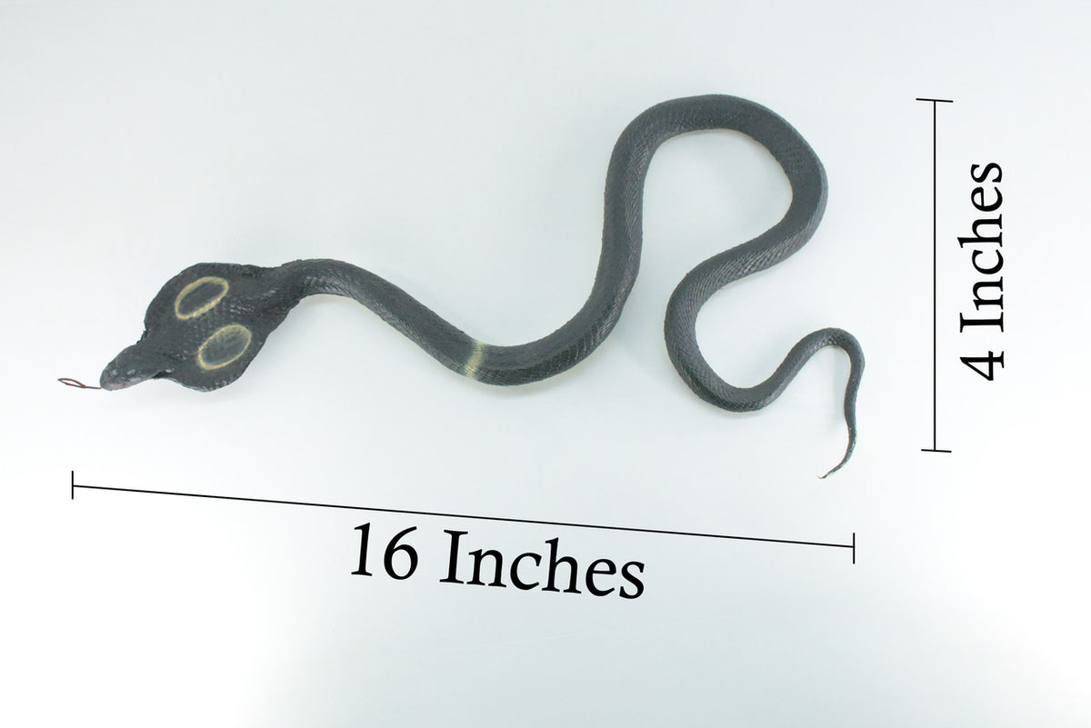 King Cobra, High Quality, Hand Painted, Hard Rubber Snake, Realistic Reptile, Toy Figure, Model, Replica, Kids, Educational,  16 Inches.