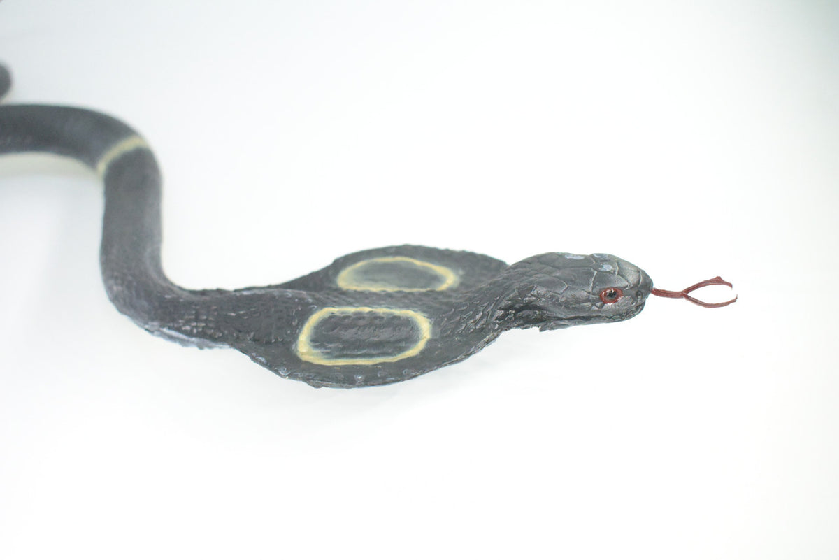 King Cobra, High Quality, Hand Painted, Hard Rubber Snake, Realistic Reptile, Toy Figure, Diorama Model, Replica, Kids, Educational, Gift,    16 Inches.    IM18 B656