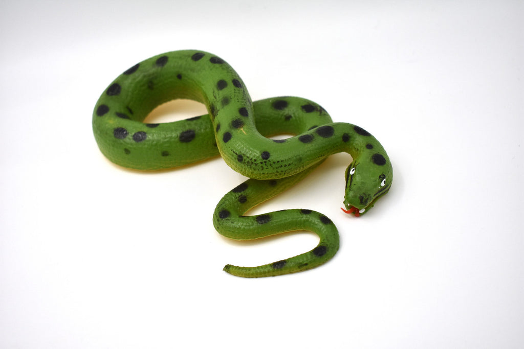 Green Anaconda, Snake, Rubber Reptile, Educational, Realistic, Hand Painted, Figure, Lifelike Model, Figurine, Replica, Toys, Gift,     10 Inches.    CWG45 B181