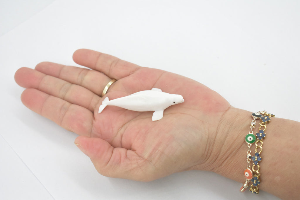 Whale, Beluga, White Whale, High Quality, Rubber, Hand Painted, Realistic, Toy Figure, Model, Replica, Kids, Educational, Gift,    3"      CH545 BB159